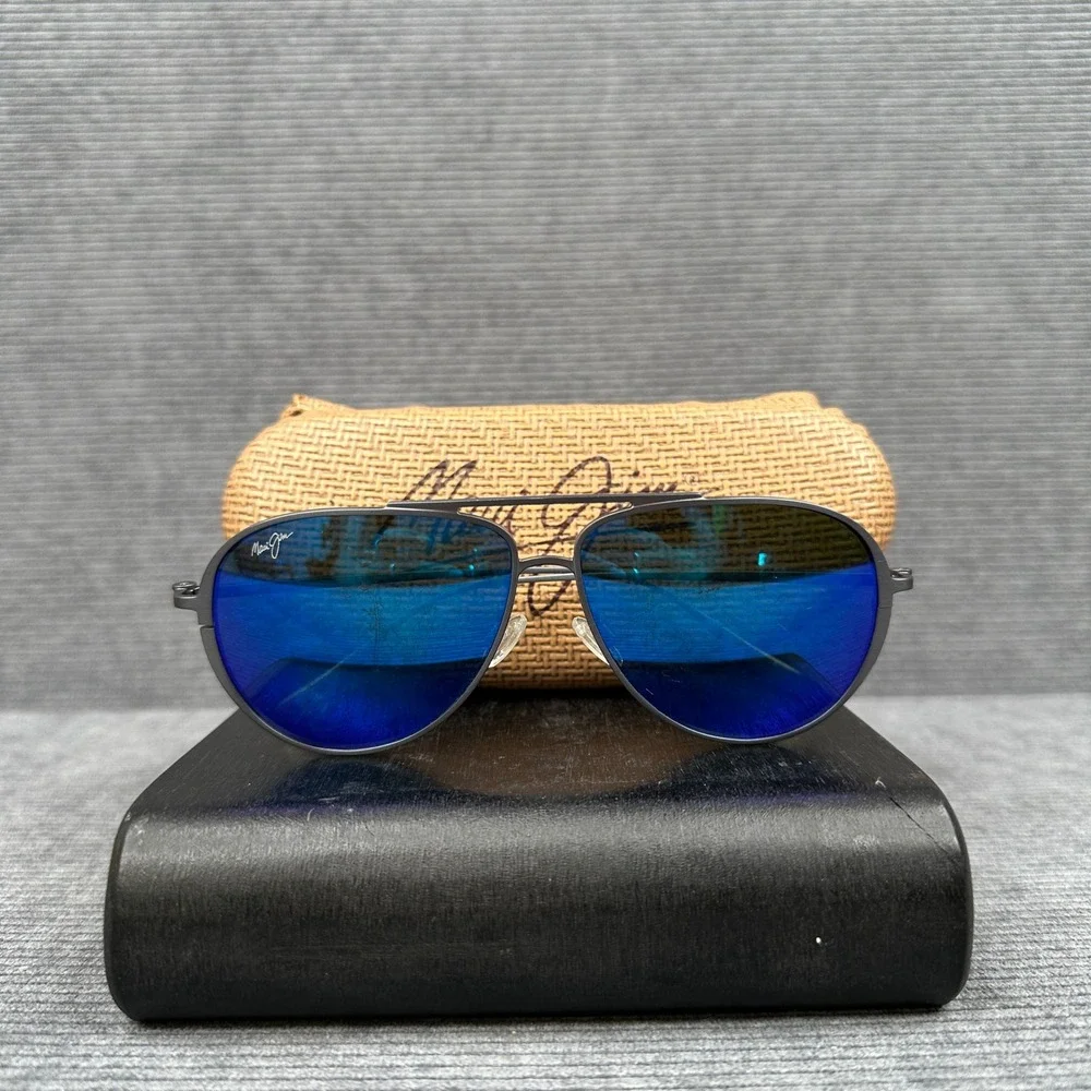 Maui Jim Shallows MJ543-27A Matte Black Titanium Blue Polarized Y2K Sunglasses